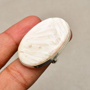 Scolecite Gemstone Ring, Jewelry Ring, 925 Silver Plated Jewelry, (Size-6) Engagement Gift, Ring For Mother, Everyday Jewelry