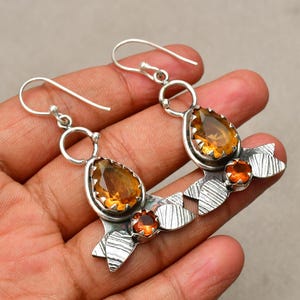 Citrine Gemstone Earrings Citrine  925 Silver Gemstone Handmade Earring Citrine Earrings For Women Silver Earrings For Her