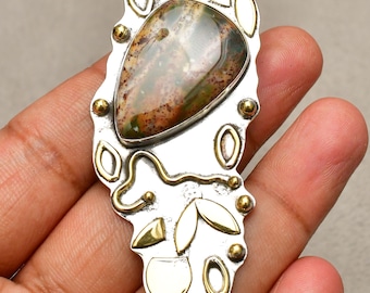 Pendentif pierre gemme pierre de sang, bijoux en argent sterling 925