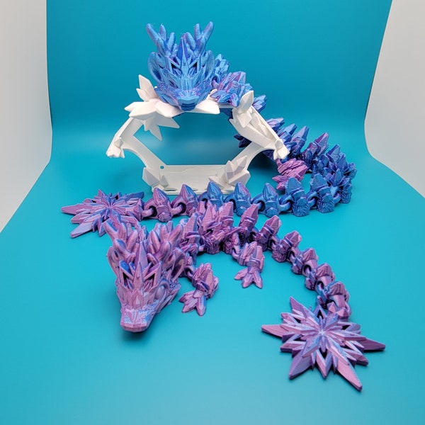 Winter Frost Flexi Dragon - 3D Printed Articulating Fidget Toy!!