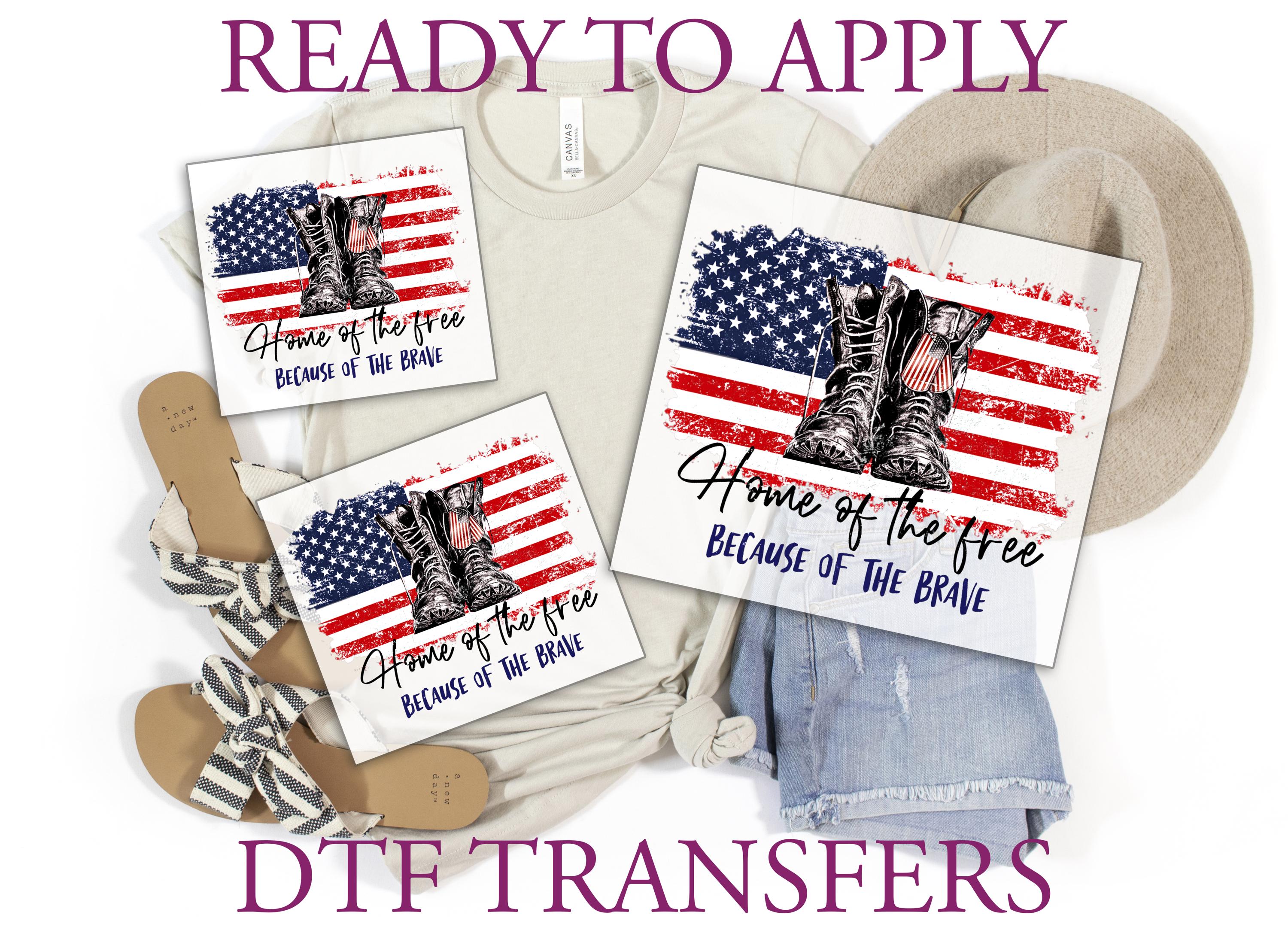 Home Of The Free Because Of The Brave - Ready To Press - Transfers For Shirts - American Graphic Tee Designs
