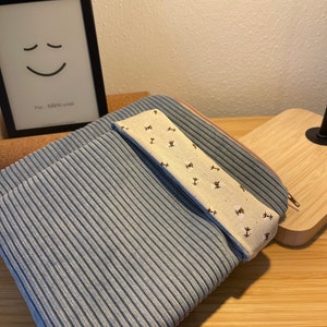 E-reader Tasche Cord Blue Bees Personalisierbar, Amazon, Kindle, Paperwhite, Tolino, E-book, Bestickt, Hülle, Cover, Geschenk, Ipad, Tablet