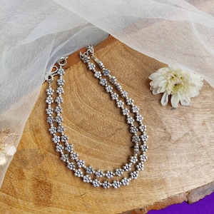 Silver anklet, Strand anklet, Oxidised anklet, Bollywood jewelry, Easy togo wear, Gifts for her, German silver anklet, Antique anklet,