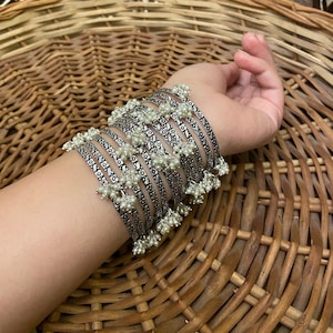 Bangle set, ghungroo Indian jewelry, oxidised German silver bangle set, silver oxidised bangles,antique bangles