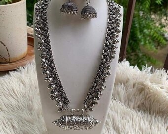 Indian ethnic oxidized ghungroo choker necklace, German silver jewelry ,gifts for her, easy to go, German silver necklace neckpiece