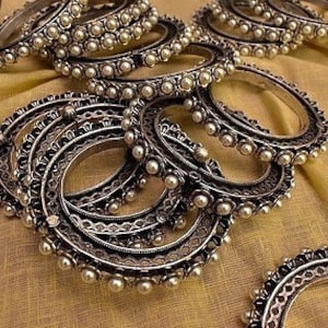Bangle set, ghungroo Indian jewelry, oxidised German silver bangle set, silver oxidised bangles,antique bangles