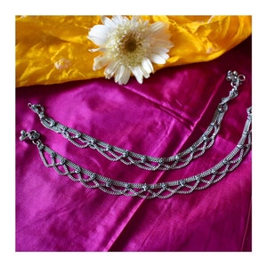 Silver anklet, Strand anklet, Oxidised anklet, Bollywood jewelry, Easy togo wear, Gifts for her, German silver anklet, Antique anklet,