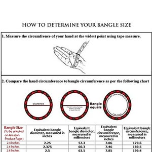 Pode incluir: Um gr&aacute;fico que mostra como determinar o tamanho do seu bracelete. O gr&aacute;fico inclui uma m&atilde;o com uma fita m&eacute;trica, um diagrama de um bracelete com o seu di&acirc;metro e circunfer&ecirc;ncia, e uma tabela com os tamanhos de bracelete em polegadas, mil&iacute;metros e cent&iacute;metros.