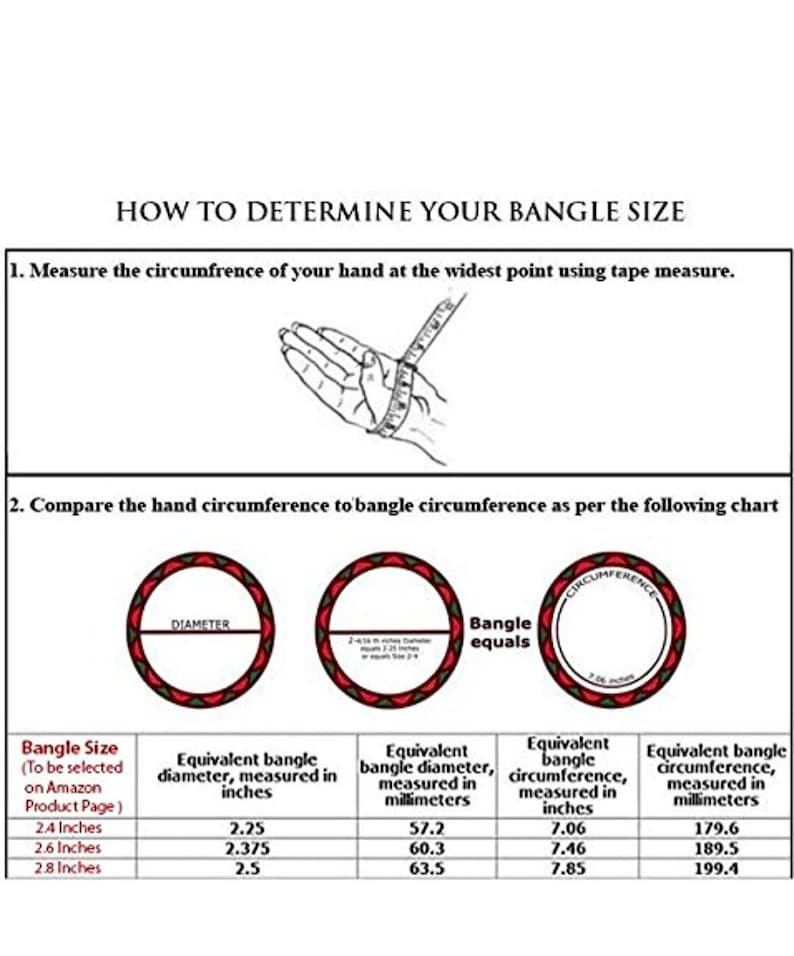 Pode incluir: Um gr&aacute;fico que mostra como determinar o tamanho do seu bracelete. O gr&aacute;fico inclui uma m&atilde;o com uma fita m&eacute;trica, um diagrama de um bracelete com o seu di&acirc;metro e circunfer&ecirc;ncia, e uma tabela com os tamanhos de bracelete em polegadas, mil&iacute;metros e cent&iacute;metros.