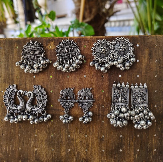 Set Oxidised Earrings Designs JewelMaze Set Of Oxidised Earrings