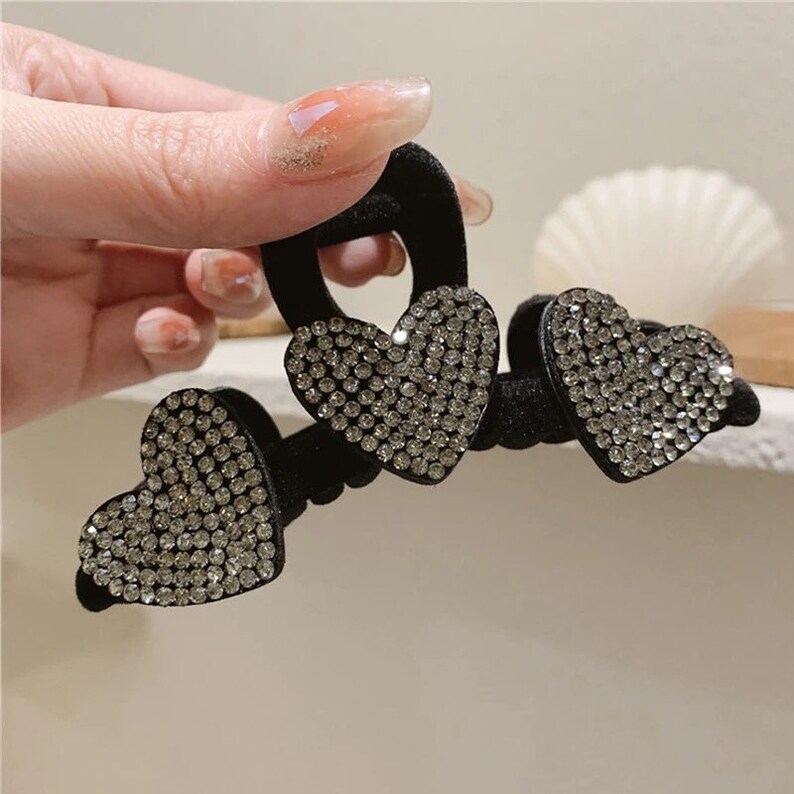 Love Heart Hair Claw, Diamond Heart Hair Clip, Lovely Hairpin, Spring