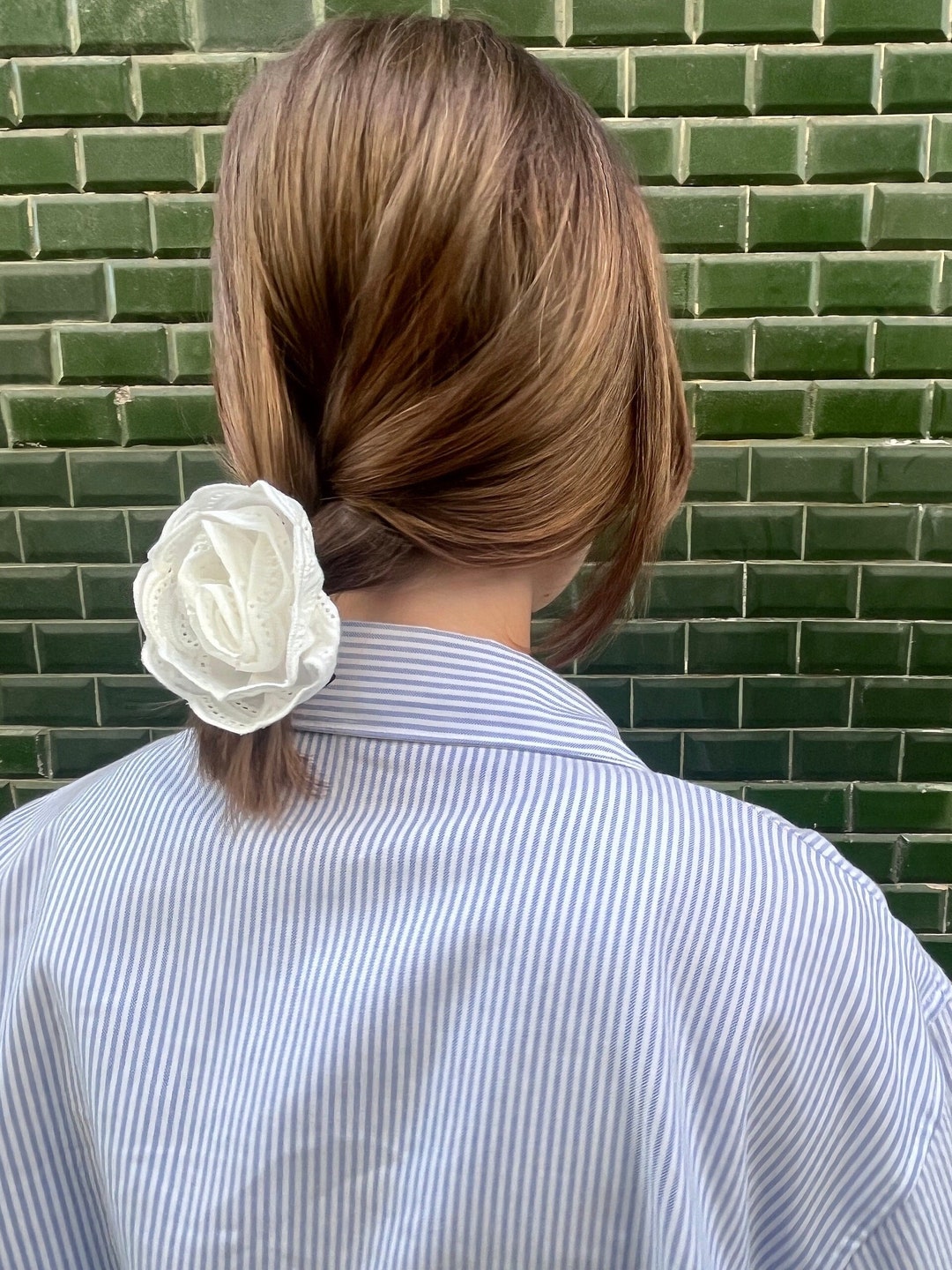 White Rose Hair Clip, Lace Flower Hair Claw, Cottage Hair Clip, Cute