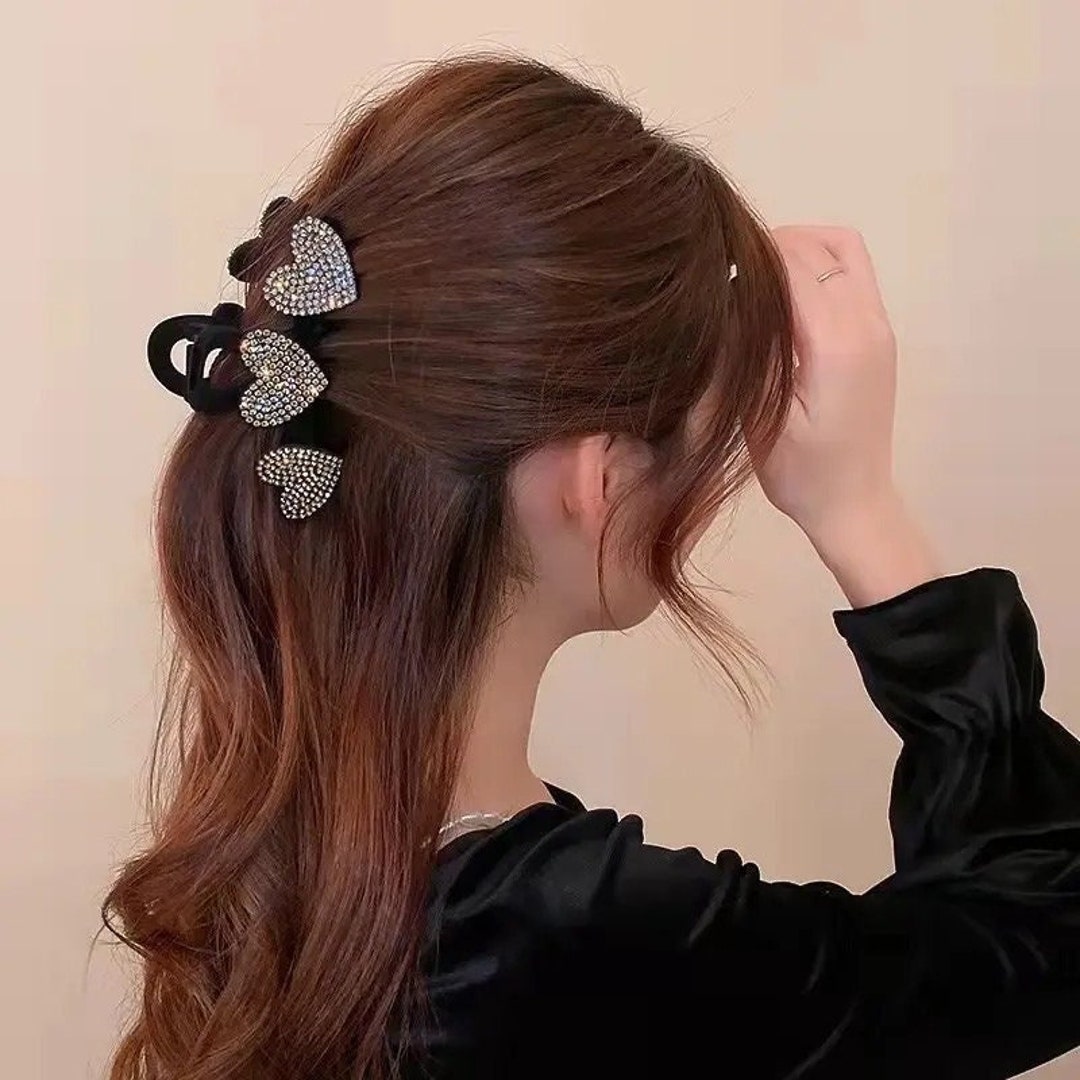 Love Heart Hair Claw, Diamond Heart Hair Clip, Lovely Hairpin, Spring