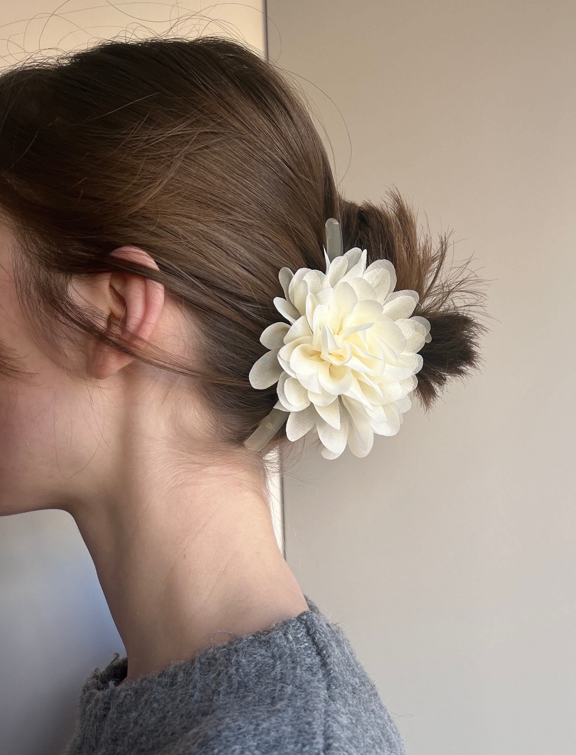 Pink Organza Flower Hair Clip