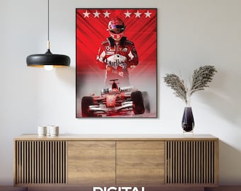 Michael Schumacher Formula 1 Art Print, Formula 1 Wall Art, Ferrari, Formula 1 Canvas Art, Ferrari F1 Wall Art, Digital Download