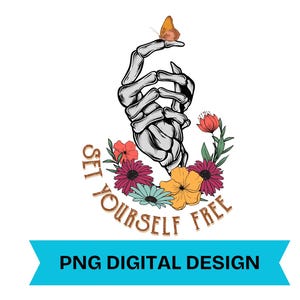 Vintage Floral Skeleton Png, Flowers Png, Motivational Png, Skeleton Design, Gothic Aesthetic Clipart | Printable Digital Sublimation Design