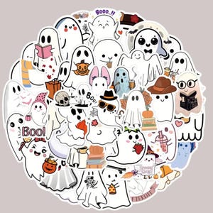 Geist Sticker Pack 10-100 | Gruselige und niedliche Halloween-Aufkleber für Laptops | Journals & Wasserflaschen | Handy Aufkleber
