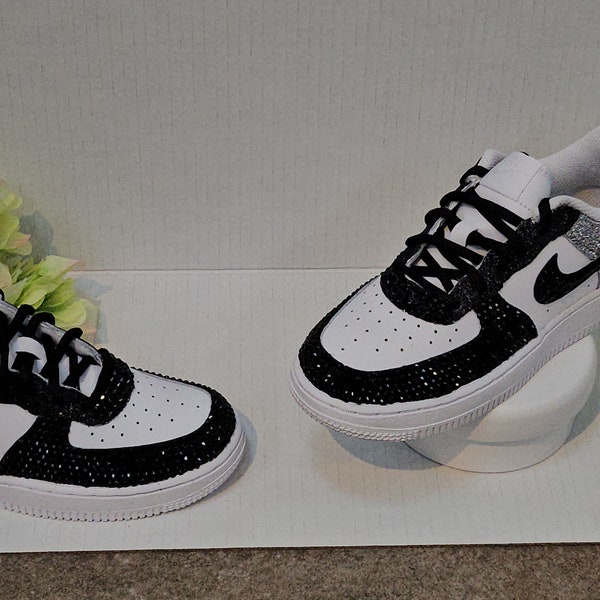 Custom Bling Rhinestone Air Force 1s toddler and little kid shoes Bling Air Force 1s