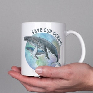 Save our oceans whale mug, save the whales!