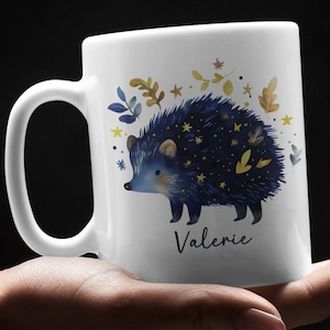 Personalized Hedgehog Mug – Mystical Woodland Coffee Cup – Custom Fantasy Animal Gift – Enchanted Hedgehog Lover Mug