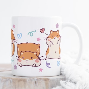 Cute Hamster Mug – Adorable 11oz Ceramic Coffee Cup with Cartoon Hamsters, Perfect Gift for Pet & Animal Lovers