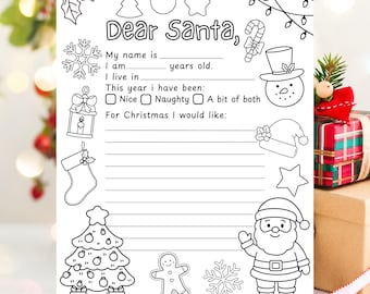 Letter to Santa Coloring Page for Kids, Printable Dear Santa Template ...