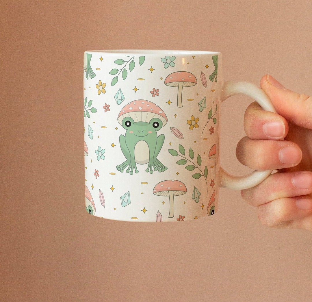 Cottagecore Frog Mug, Garden Mug, Frog and Mushroom Mug, Cute Frog Mug ...