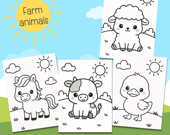 Cute Farm Animal Coloring Pages for Kids – Toddler Coloring Sheets ...