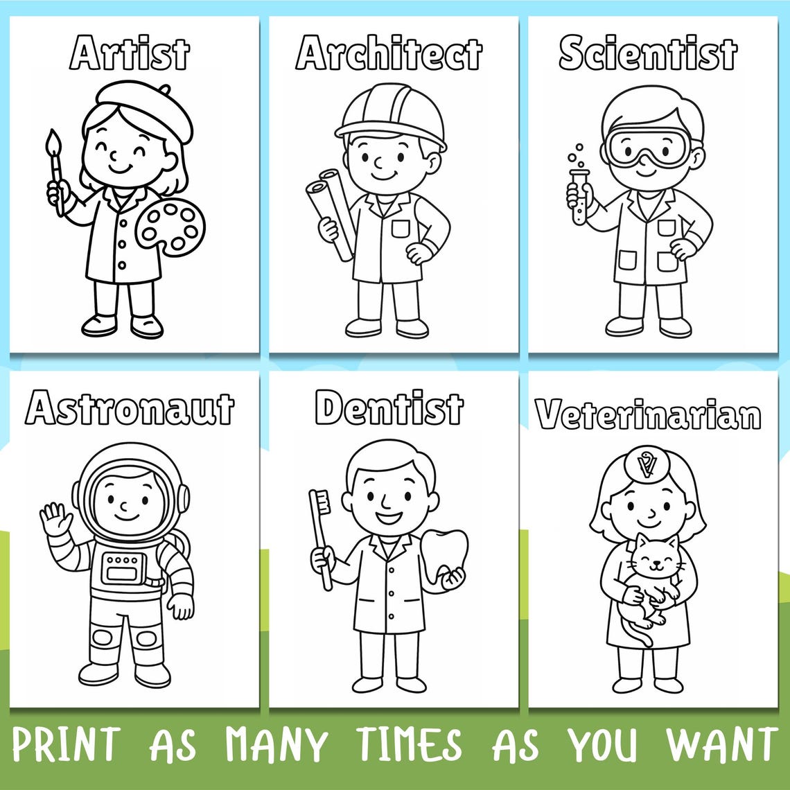 Occupations Colour In Occupations Coloring Pages for Kids, Toddler Printable Activity Pack ...