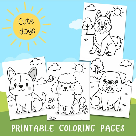 Dog Coloring Pages for Kids – Toddler Coloring Sheets, Preschool Printable Activity, Cute Puppy Dogs, Easy Dog Coloring Pages For Kids