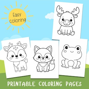 Woodland Animals Easy coloring pages, coloring pages for toddlers and small kids, simple and bold coloring pages, print at home coloring