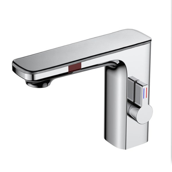 Lusso Chrome Smart LCD Dual Sensor Bagno Rubinetto Lega di zinco Deck Mount Acqua calda fredda Miscelatore Bagno Lavandino Vasca Tap