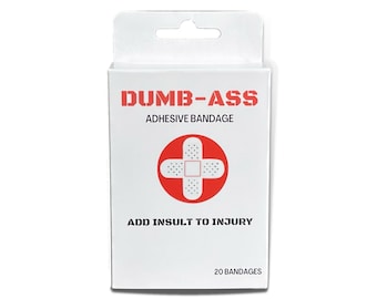 Dumbass Bandages: Funny Gift for Men, Gag Gift for Adults, White Elephant Gift, Stocking Stuffer Idea, Adhesive Bandages, 20 count