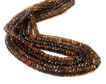 AAA Smoky Quartz Faceted Rondelle Faceted Beads, 5mm, 16 Inch Strand