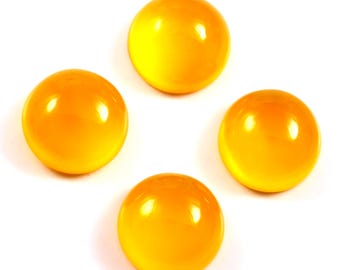 AAA Mango Chalcedony Round Cabochon, Flatback Gemstone (1-30mm)