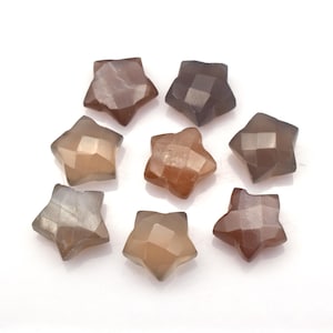 AAA Natural Chocolate Moonstone Star Shape Briolette 8X8MM To 15X15MM Moonstone Hand Carved Star Charm Beads Jewelry Making Loose Gemstone
