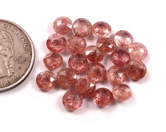 AAA Natural Pink Strawberry Round Checkerboard Cut Briolette Calibrated Loose Gemstone Jewelry Making Wholesale Lot ( 3MM To 30MM )