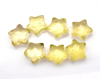AAA Lemon Quartz Star Briolette Beads, 8-15mm Gemstone Charms