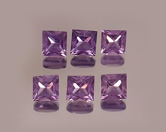 Lab Grown Purple Sapphire Square Princess Cut Faceted Loose Gemstone Jewelry Making Wholesale Lot ( 2MM To 20MM )
