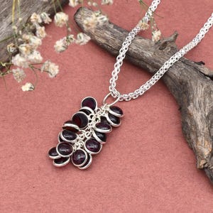 Handmade Rhodolite Garnet Necklace , 925 Sterling Silver Pendent Round Garnet , Wedding Pendant , Garnet Bezel Jewelry Necklace Gift For Her