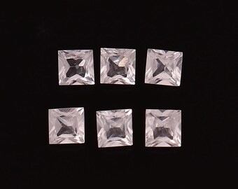 Lab Grown White Sapphire Square Princess Cut Faceted Loose Gemstone Jewelry Making Wholesale Lot ( 2MM To 20MM )