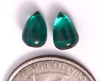 Lab Grown Emerald Smooth Drops, Teardrop Shape Loose Gemstone (4x6MM-15x20MM)
