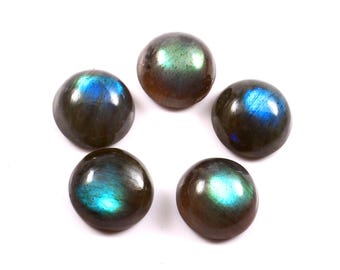 AAA Natural Labradorite Round Cabochon, Flatback Loose Gemstone (1-30MM)