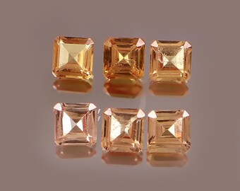 Lab Grown Orange Sapphire Asscher Shape Cut Faceted Loose Gemstone Jewelry Making Wholesale Lot ( 3MM To 20MM )