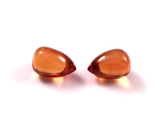 Lab Grown Orange Sapphire Smooth Drops, Teardrop Shape Loose Gemstone (4x6MM-15x20MM)