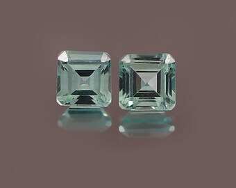 Lab Grown Mint Green Sapphire Asscher Shape Cut Faceted Loose Gemstone Jewelry Making Wholesale Lot ( 3MM To 20MM )