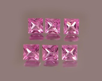Lab Grown Pink Sapphire Square Princess Cut Faceted Loose Gemstone Jewelry Making Wholesale Lot ( 2MM To 20MM )