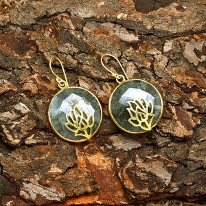 Handmade Natural Prehnite Gemstone Earring , 925 Sterling Silver jewellery, Round Prehnite Hook Earring , Dangle Earring Birthday Gift