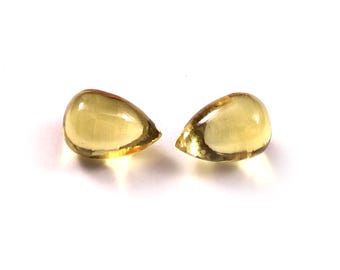 Lab Grown Yellow Sapphire Smooth Drops, Teardrop Shape Loose Gemstone (4x6MM-15x20MM)
