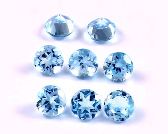 Gema de topacio azul cielo AAA, talla redonda facetada (1-20 mm)